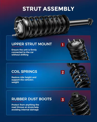 Vista 100 de KAX Puntales traseros para Toyota 2007 2008 2009 2010 2011 Camry, 2008 2009 2010 2011 2012 amortiguadores traseros rápido completo conjunto