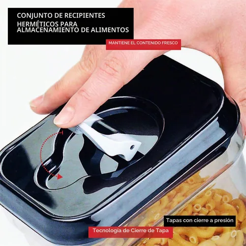 Vista 8 de DWËLLZA KITCHEN Contenedores herméticos para almacenamiento de alimentos con tapas, juego de 6 recipientes herméticos de almacenamiento de cocina 01