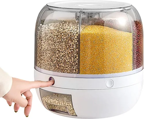 YOUGE Dispensador giratorio de alimentos con 6 rejillas para almacenar alimentos secos