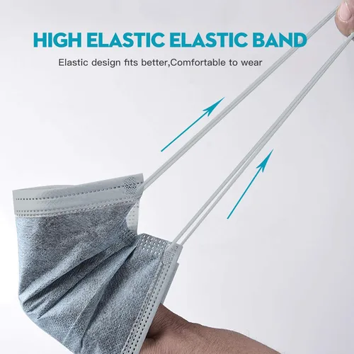 Vista 2 de MSAAEX - Mascarilla desechable de 4 capas para protección contra el polvo, tela no tejida transpirable, gris, paquete de 50