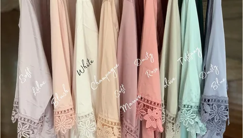 Vista 4 de Generic Women's Satin Kimono Robe - Personalized Wedding Robes for Bridesmaids & Brides - White, Blush, Champagne, Dusty Rose - Sizes Toddler to