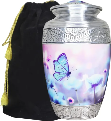 M MEILINXU - Urnas azules para cenizas humanas, hembras adultas, urnas de mariposa para cenizas