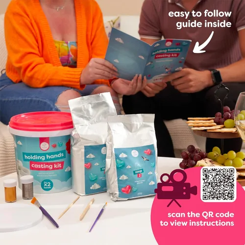 Vista 6 de chuckle Kit de Moldeado de Manos Sostenidas para Parejas con Base y Pinturas, Kit de Escultura de Manos Kit de Moldeado de Manos, Kit de Moldes