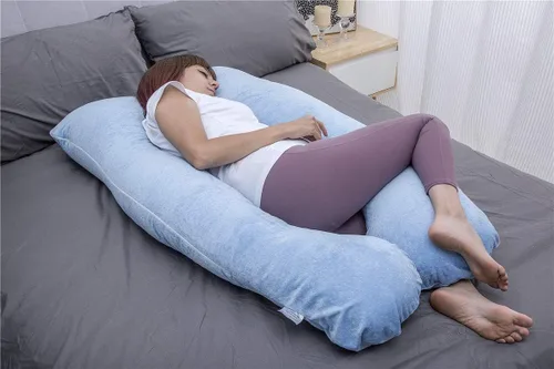 Vista 4 de Moon Pine - Almohada de embarazo, almohada de cuerpo completo en forma de U para apoyo de la maternidad, almohada de dormir con funda para mujeres