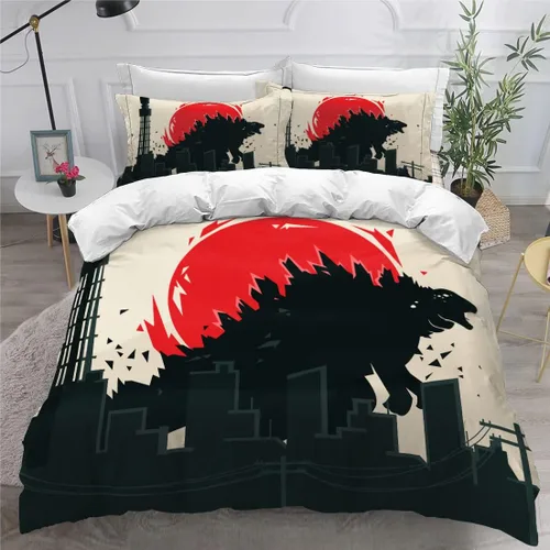 Vista 15 de Juego de funda de edredón para niños, tamaño individual, dinosaurio, funda de edredón 3D en negro y blanco para hombres, de microfibra, 1 pieza