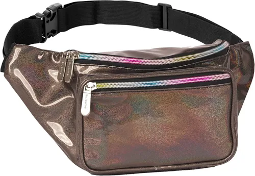 SoJourner Riñonera holográfica para festivales, mujeres, hombres, bonitos bolsos de cinturón de moda