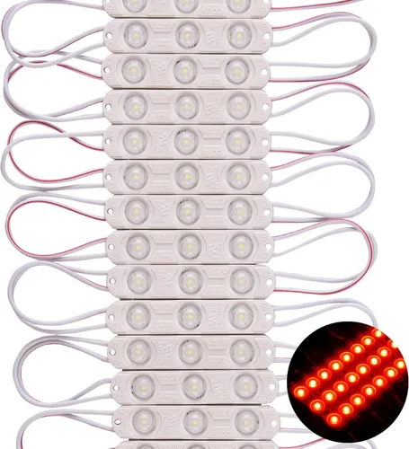 Vista 4 de Módulo LED de 12 V CC de 12 V, 3000 K, blanco cálido, 0.72 W, 3 LED con lente gema, impermeable, decorativo para letreros publicitarios, letrero