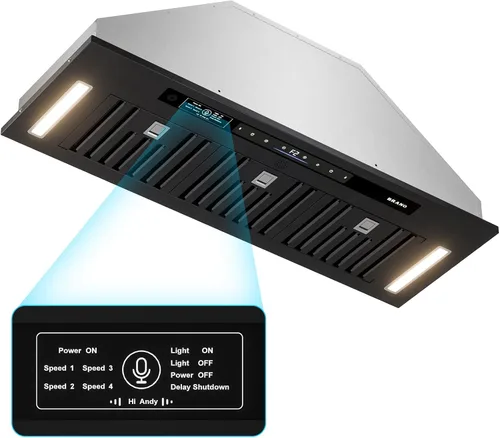 Vista 9 de BRANO Inserto de campana extractora de 30 pulgadas, 900 CFM con control de voz/gestos/táctil, ventilación de campana de cocina integrada