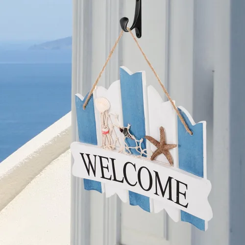 Vista 4 de Guirnalda de puerta delantera, letrero de bienvenida costero, decoración de puerta para salas de casa, letrero de bienvenida náutico para puerta