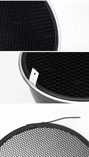 Vista 5 de Difusor reflector estándar de 7 pulgadas/7.1 in con rejilla de panal de 20/40/60 grados para montaje Bowens luz de estudio estroboscópica flash