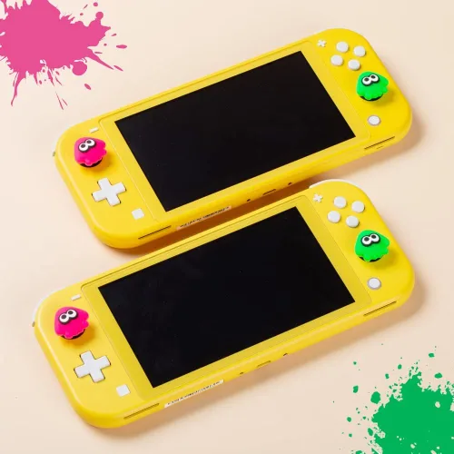 Vista 3 de PERFECTSIGHT Lindos empuñaduras de pulgar Splatoon para Switch, Switch Lite, Switch OLED, tapas de joystick 3D para Nintendo Switch, 4 tapas