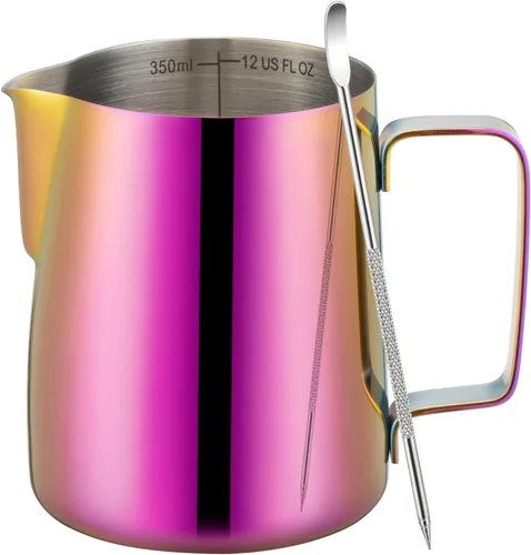 Vista 23 de Amrules Tazas de café expreso negras, taza de medición de café de 7 oz/200 ml con asa de madera, taza de espresso de acero inoxidable 304 con escala