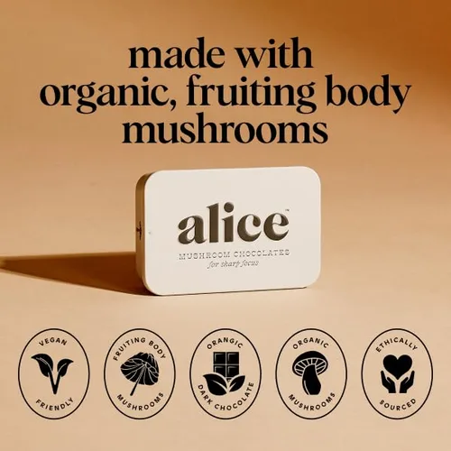 Vista 10 de Alice Lluvia de ideas de hongos Chocolates de hongos Bocados energéticos para concentración, claridad y función cognitiva Melena de león, hongos