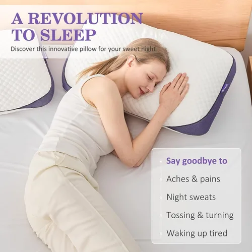 Vista 8 de HOMELAB Almohadas ajustables de espuma viscoelástica triturada, tamaño Queen, almohadas refrescantes para la cama con funda extraíble, almohadas