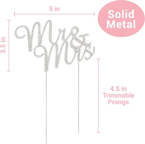 Vista 4 de Decoración para torta con inscripción Mr. and Mrs.