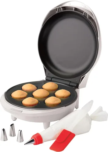 Betty Crocker Fábrica de mini cupcakes, con superficie antiadherente, mini máquina de magdalenas con mango de tacto fresco y hace 7 deliciosos