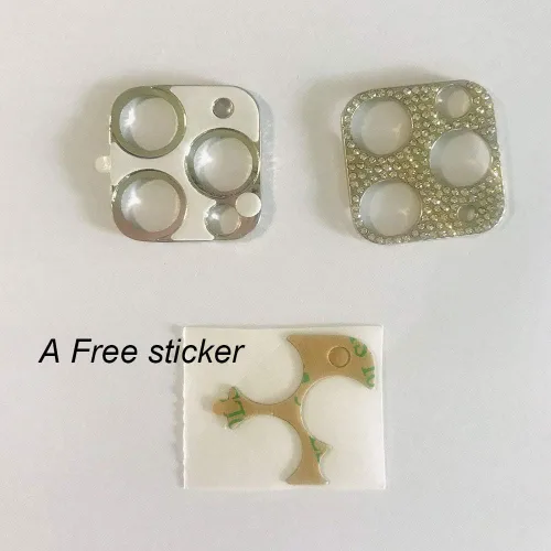 Vista 7 de Paquete de 2 protectores de lente de cámara con purpurina para iPhone 11/iPhone 12 Mini, protector de metal con diamantes brillantes para lente