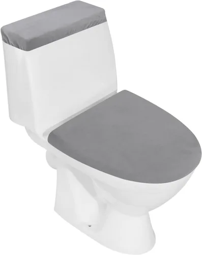 Vista 15 de Funda elástica de terciopelo para tapa de inodoro y tapa de tanque, juego de fundas para asiento de inodoro súper suave de lujo de terciopelo