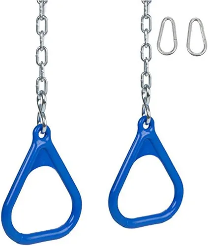 Juego de columpios, anillos y cadenas de trapecio con logotipo SSS, azul