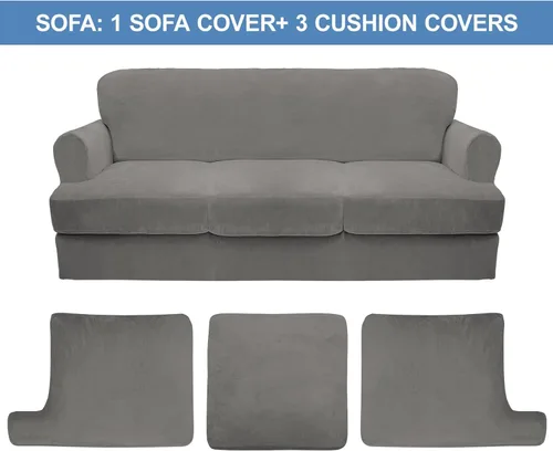 Vista 96 de CUCRAF Funda para sofá con cojines de 3 piezas, fundas deslizantes de terciopelo suave y grueso para sofá de la sala de estar, protector de muebles