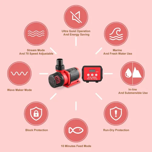 Vista 2 de 2640GPH 80W acuario DC bomba de recorrido con controlador de pantalla LCD, DC24V 18FT Lift Bomba de agua controlable para tanque de peces de agua