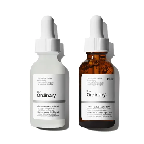 The Ordinary Dull Skin Duo - Paquete de cuidado de la piel para cara y ojos: niacinamida 10% + zinc 1% 1 onza líquida, solución de cafeína 5% + EGCG