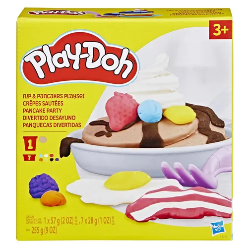 Vista 5 de Play-Doh Kitchen Creations Flip 'n Pancakes - Juego con 14 accesorios y 8 latas, suministros de regreso a clases, juguetes de comida y cocina