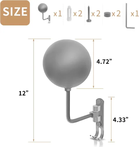 Vista 2 de Soporte para casco de motocicleta, soporte para casco montaje en pared rotación de 180° colgador con 2 ganchos para abrigos, gorras, accesorios
