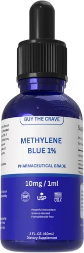 Solución azul de metileno al 1% – Grado farmacéutico – Gotas líquidas de 10 mg/mL – Sin alcohol ni formaldehído – Probado en laboratorio – Fabricado