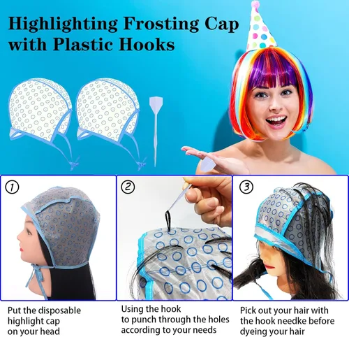 Vista 3 de Kit de 43 piezas para colorear el cabello, cepillo de tinte para el cabello y cuenco, tapa de glaseado con ganchos de plástico, chal de teñido