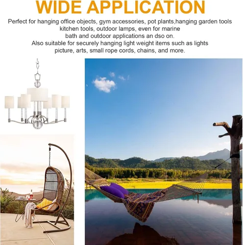 Vista 7 de Paquete de 6 ojos de tornillo de acero inoxidable 304 de 3.2 pulgadas, ganchos de rosca resistentes para soporte de hamaca, techo interior y exterior