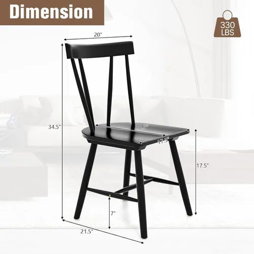 Vista 3 de GOFLAME Windsor - Juego de 2 sillas de comedor con respaldo ergonómico de husillo, sillas de asiento de madera de goma maciza, sillas laterales