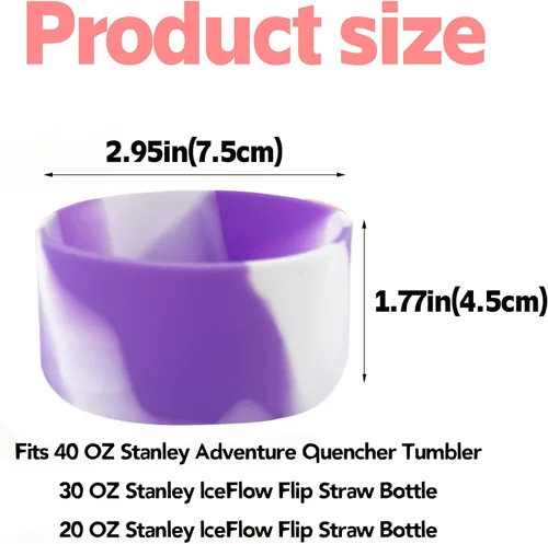 Vista 2 de 4 botas de silicona para Stanley Quencher Adventure de 40 onzas con asa y IceFlow de 20 onzas, 30 onzas, reduce el ruido, funda inferior de silicona