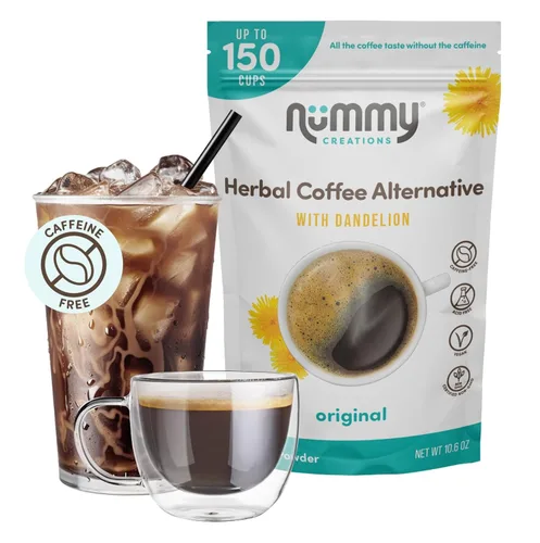 Vista 11 de Nummy Creations 150 tazas de caramelo instantáneo sin cafeína alternativa de café con diente de león. Sustituto del café, café de achicoria, 10.6
