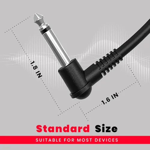 Vista 4 de Miracle Sound Cable de guitarra de 3 pies para efectos de pedalera con enchufe de ángulo recto, ideal para guitarra eléctrica y bajo, cable