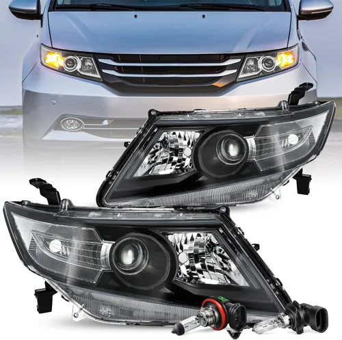 Vista 11 de JSBOYAT Conjunto de faros delanteros de repuesto para Honda Odyssey 2011-2017, estilo OE, carcasa negra, con reflector ámbar (L+R)