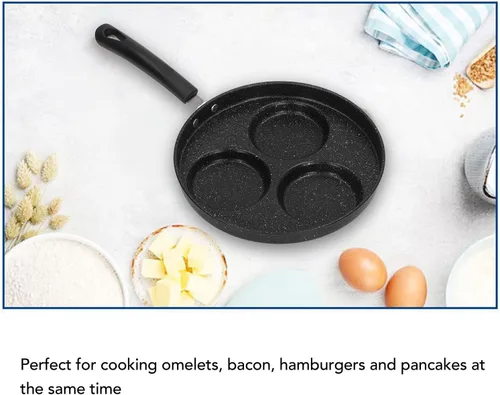 Vista 2 de Sartén para huevos, sartén antiadherente de 4 tazas, sartén para tortillas, olla de hierro adecuada para estufa de gas, cocina de inducción