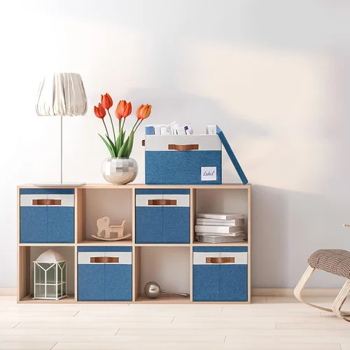 Vista 63 de GhvyenntteS Contenedores de almacenamiento extra grandes con tapas, cajas de almacenamiento plegables de tela con tapas y asas, cestas