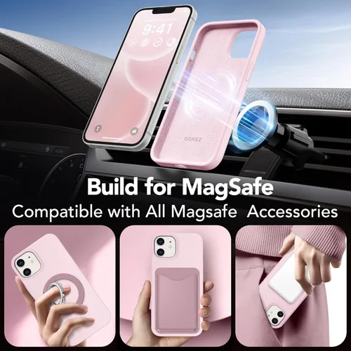 Vista 1416 de GONEZ Funda magnética para iPhone 14, compatible con Magsafe, con protector de pantalla + protector de cámara, forro de microfibra antiarañazos