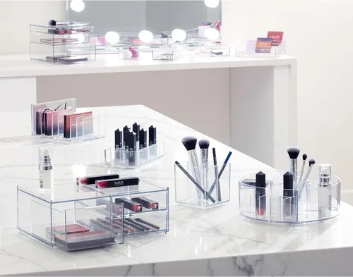 Vista 6 de iDesign The Sarah Tanno Collection - Cubo organizador de cosméticos, 4 x 4 x 4.25 pulgadas, transparente