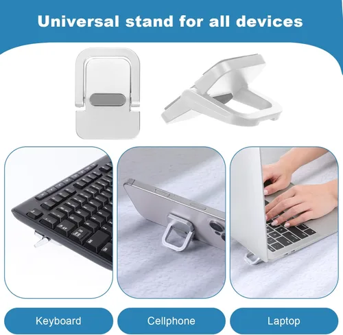 Vista 3 de Soporte plegable para laptop, 2 unidades, elevador de teclado de computadora portátil, autoadhesivo, plegable, para la mayoría de teclados, soporte