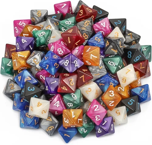 CiaraQ Dados poliédricos DND (100 unidades) con una bolsa de dados compatibles con juegos de mesa de rol de Dungeons and Dragons DND RPG MTG (dados