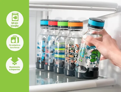 Vista 8 de REDUCE WaterWeek - Botellas de agua reutilizables Tritan de 14 onzas, incluye 5 botellas a prueba de fugas y bandeja para refrigerador, sin BPA
