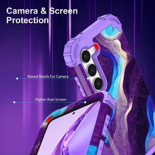 Vista 4 de Hocase Funda para Galaxy S23 Plus, protección resistente a prueba de golpes, parachoques de goma de silicona suave+funda protectora híbrida