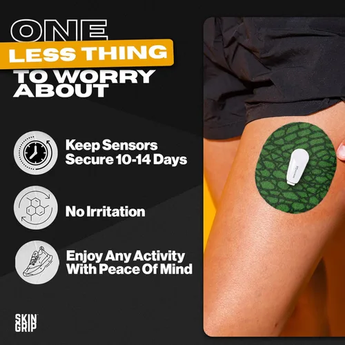 Vista 4 de Skin Grip Parches CGM para Dexcom G6 (paquete de 10), impermeables y resistentes al sudor durante 10-14 días, cinta adhesiva precortada, protección