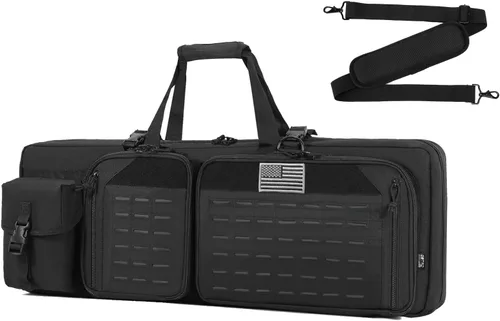 Vista 9 de DBTAC Urban Classic - Bolsa táctica doble larga para rifle suave, funda de transporte de pistola con correa de mochila para disparos en rango, caza