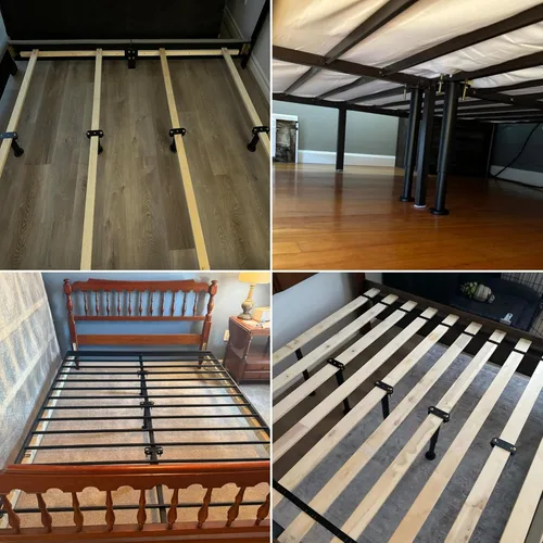 Vista 7 de 2 patas de soporte de marco de cama de altura ajustable, patas de soporte de marco de cama de acero extra resistentes con base de goma más ancha
