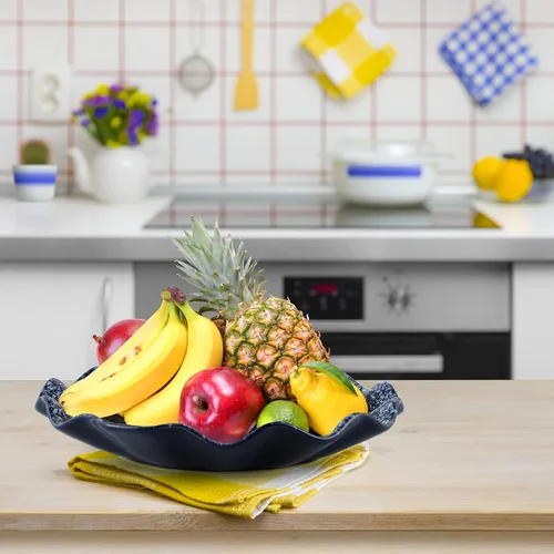 Vista 6 de Ceramic Decorative Dish, 10" Centerpiece Decor Tray, Jewelry Holder Plate with Ruffle Edge for Entryway, Kitchen, Bedroom, Living Room Decoration