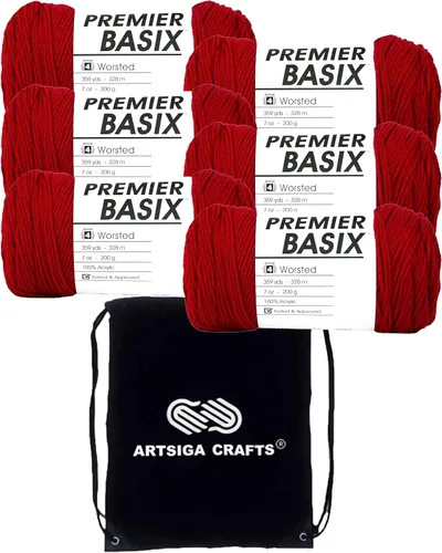 Vista 8 de Premier Yarns Basix White 1115-01 (3 madejas, el mismo lote de tinte) hilo acrílico mediano #4 para ganchillo y tejer con bolsa de proyectos
