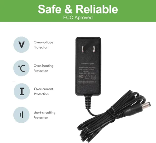 Vista 2 de SmoTecQ Adaptador de CA de fuente de alimentación de 12 V 2 A, paquete de 2 unidades, cargador de transformador de 24 W para tiras de luces LED